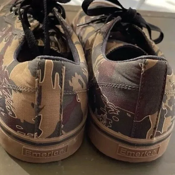 Emerica Lace Up Camo Skate Sneaker Men's Shoes Low Sz 11 Green Brown Camouflage