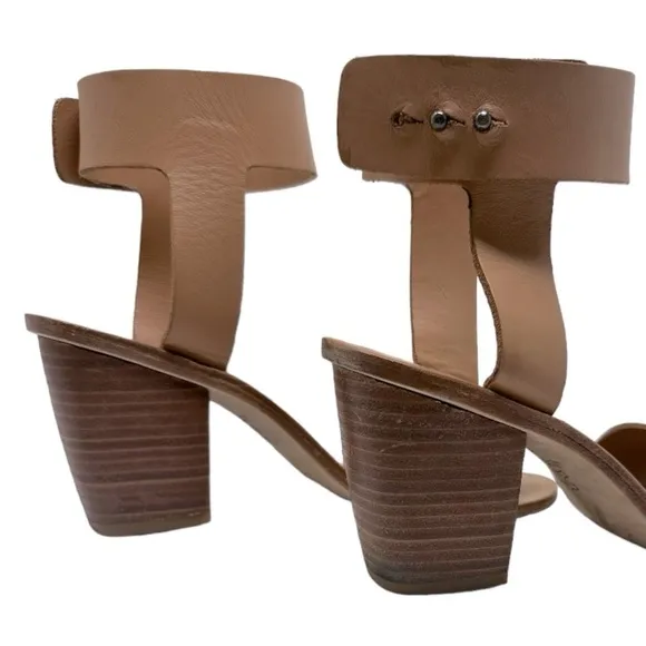 Emma Go Boho Y2K Leather Block Heel Ankle Strap Sandals Brown Handmade 38 (7.5)
