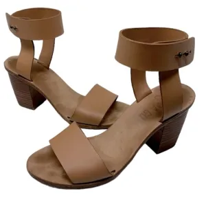 Emma Go Boho Y2K Leather Block Heel Ankle Strap Sandals Brown Handmade 38 (7.5)
