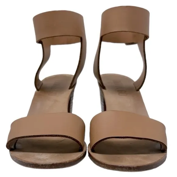 Emma Go Boho Y2K Leather Block Heel Ankle Strap Sandals Brown Handmade 38 (7.5)