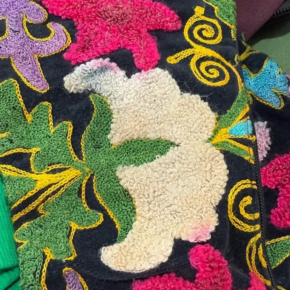 EPOCHE Vintage Velvet Floral Embroidered Boho Women's Knee High Boots-37