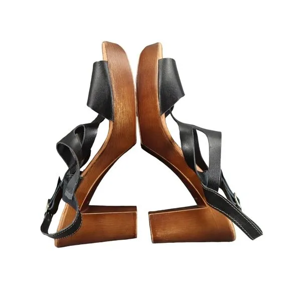 Eric Michael Shoes Women 41 Sandal Block Heel Platform Fashion Ankle Strap Black