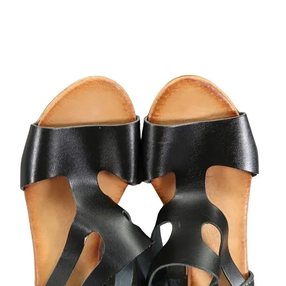 Eric Michael Shoes Women 41 Sandal Block Heel Platform Fashion Ankle Strap Black