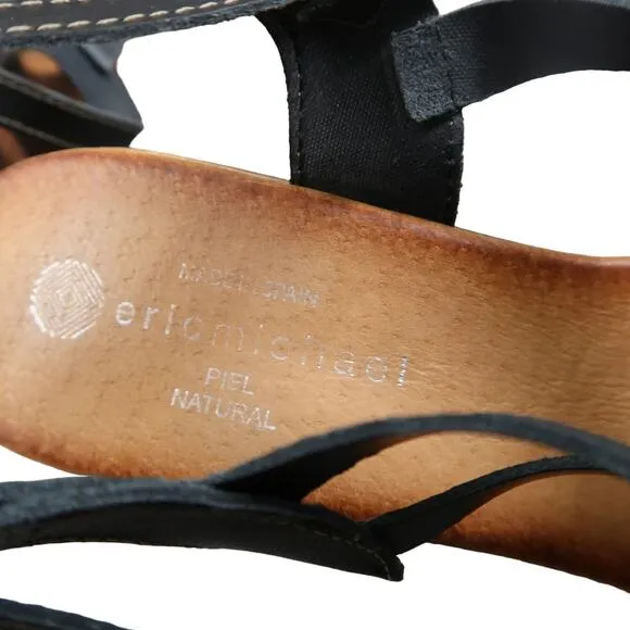 Eric Michael Shoes Women 41 Sandal Block Heel Platform Fashion Ankle Strap Black