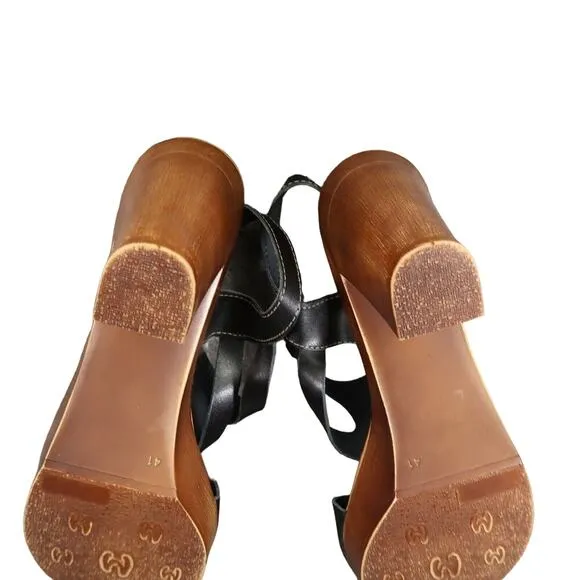 Eric Michael Shoes Women 41 Sandal Block Heel Platform Fashion Ankle Strap Black