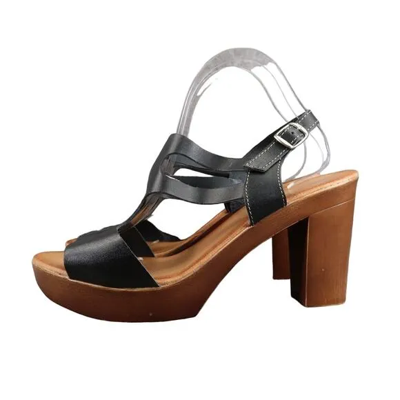 Eric Michael Shoes Women 41 Sandal Block Heel Platform Fashion Ankle Strap Black