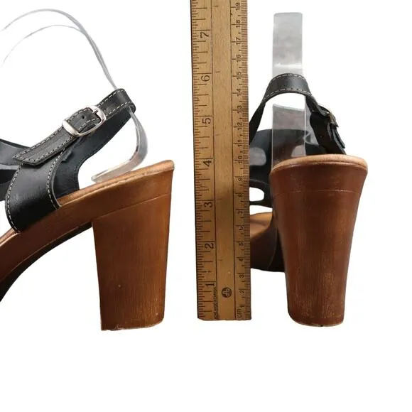 Eric Michael Shoes Women 41 Sandal Block Heel Platform Fashion Ankle Strap Black