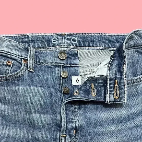 Etica Alex Vintage Skinny Jeans Button Fly Lived in Denim Organic Sz 25