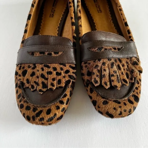 EUC Donald J. Pliner Leather and Faux Fur Animal Print Loafers size 7