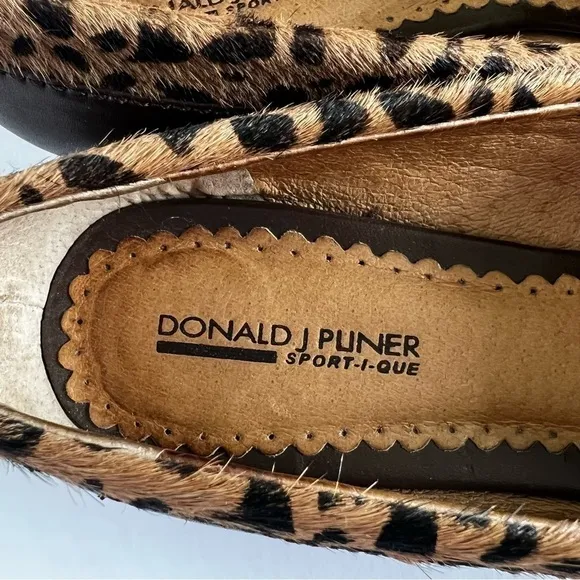EUC Donald J. Pliner Leather and Faux Fur Animal Print Loafers size 7