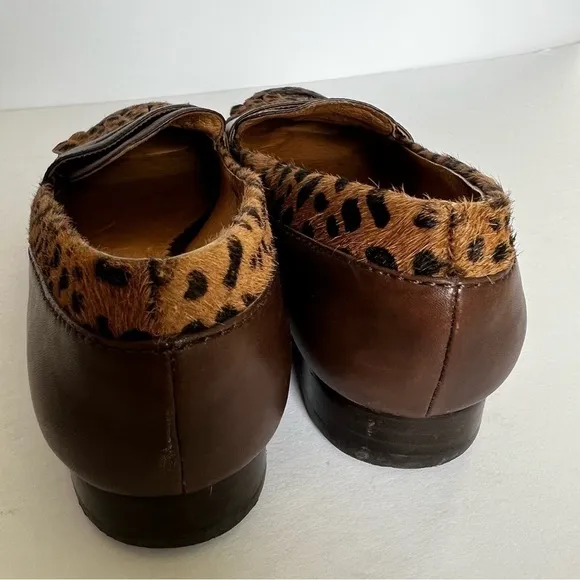 EUC Donald J. Pliner Leather and Faux Fur Animal Print Loafers size 7