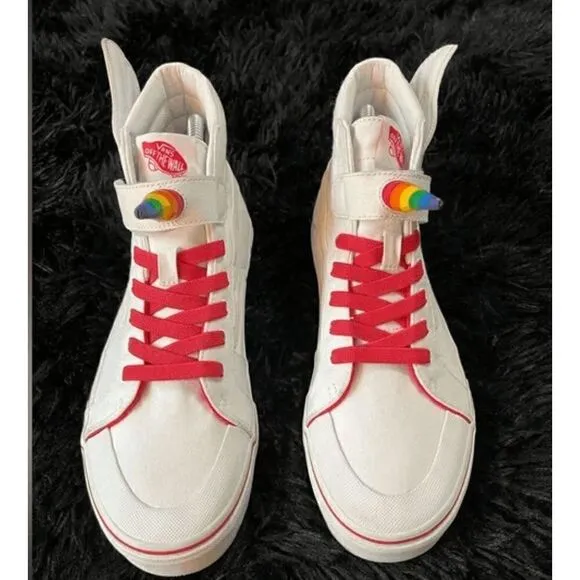 EUC Vans Rainbow Unicorn Wings White High-Top Sneakers