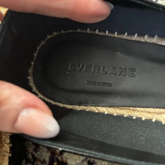 Everlane 8.5 Womens The Espadrille Leather Square Toe Minimalist Flats Shoes