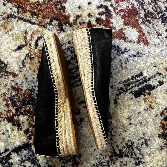 Everlane 8.5 Womens The Espadrille Leather Square Toe Minimalist Flats Shoes
