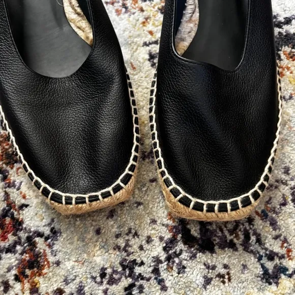 Everlane 8.5 Womens The Espadrille Leather Square Toe Minimalist Flats Shoes