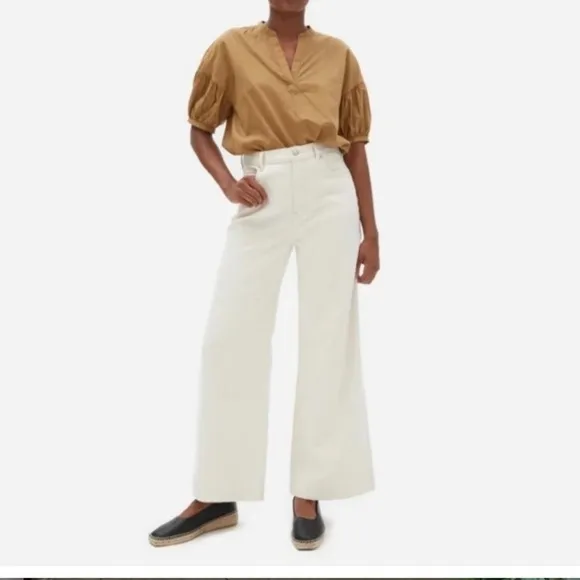 Everlane 8.5 Womens The Espadrille Leather Square Toe Minimalist Flats Shoes
