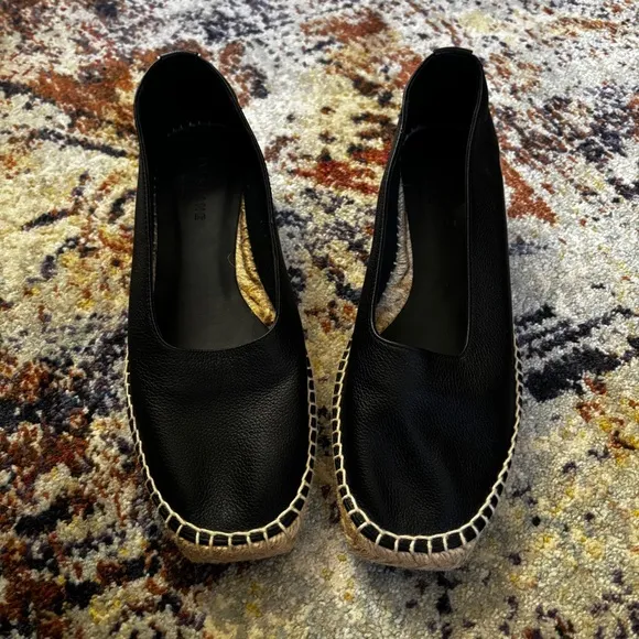 Everlane 8.5 Womens The Espadrille Leather Square Toe Minimalist Flats Shoes
