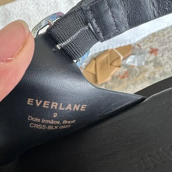 Everlane The City Crossover Sandal Black Leather Minimalist Career Womens Size 9