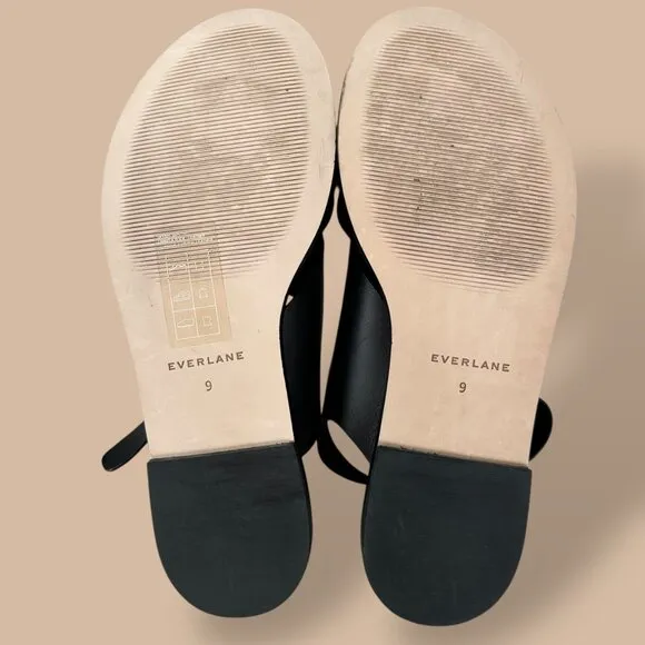Everlane The City Crossover Sandal Black Leather Minimalist Career Womens Size 9