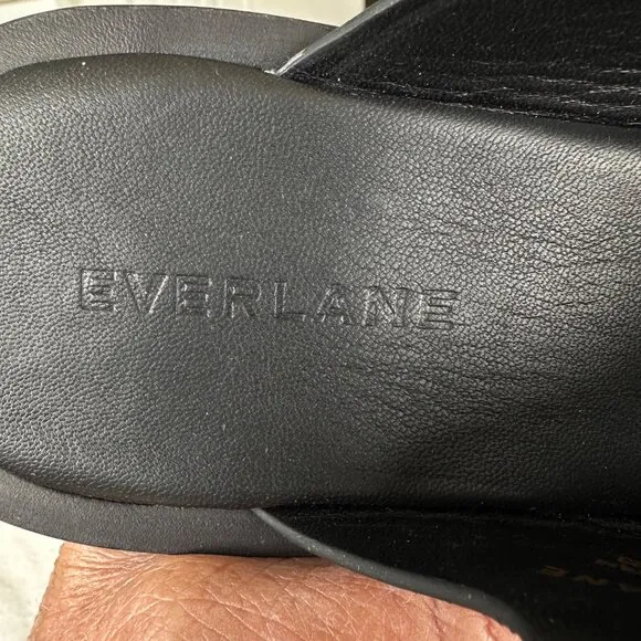 Everlane The City Crossover Sandal Black Leather Minimalist Career Womens Size 9