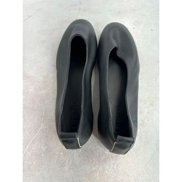 Everlane Womens Black Ballet Leather Flat Shoes 9.5 Glove Classic Preppy Capsule