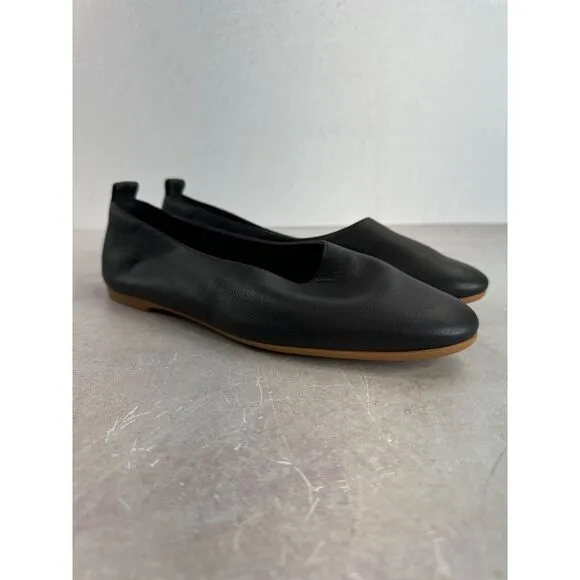 Everlane Womens Black Ballet Leather Flat Shoes 9.5 Glove Classic Preppy Capsule