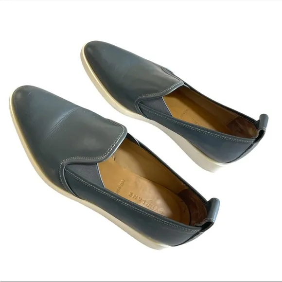 Everlane Women's blue Gray The leather pointed toe Street Sneaker Shoes size 8