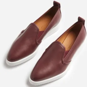 Everlane Women's Burgundy Pointed Leather Street Sneaker Size 7.5