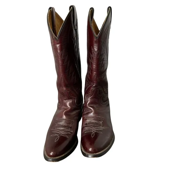 Express Rider Brown Vintage Cowboy Boots Men's Sz 8.5D Leather Western Boot EUC
