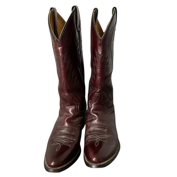 Express Rider Brown Vintage Cowboy Boots Men's Sz 8.5D Leather Western Boot EUC