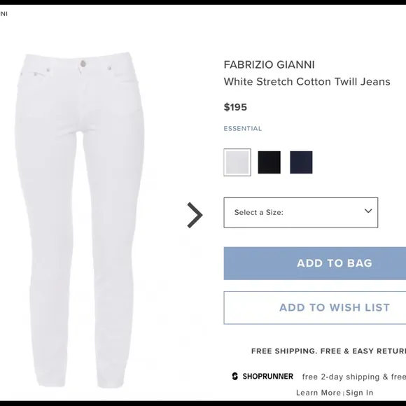 Fabrizio Gianni White Denim Stretch Jeans NWOT  sz 4 Designer Luxury High End