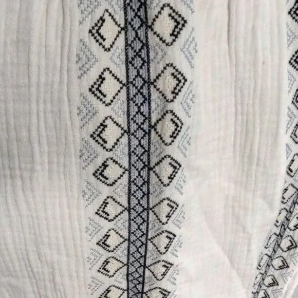 Faherty Maxi Dress S White Catrina Cotton Boho Gauze Embroidery Summer N…