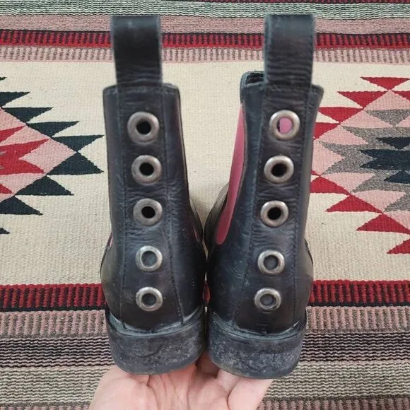 Farylrobin X Free People Janice Black Distressed Leather Chelsea Boots Sz 6