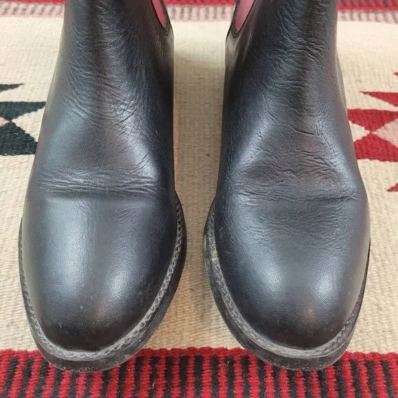 Farylrobin X Free People Janice Black Distressed Leather Chelsea Boots Sz 6