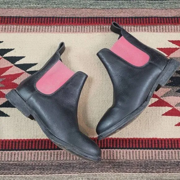 Farylrobin X Free People Janice Black Distressed Leather Chelsea Boots Sz 6
