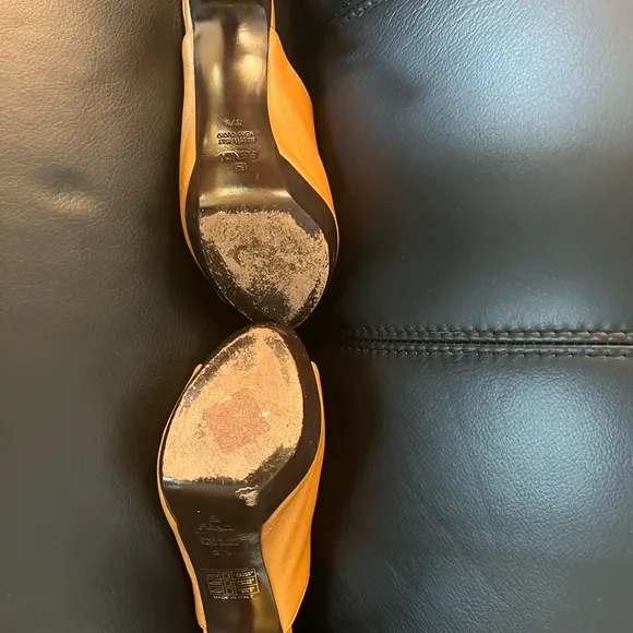 Fendi Tan Leather Mules with Stiletto Heels