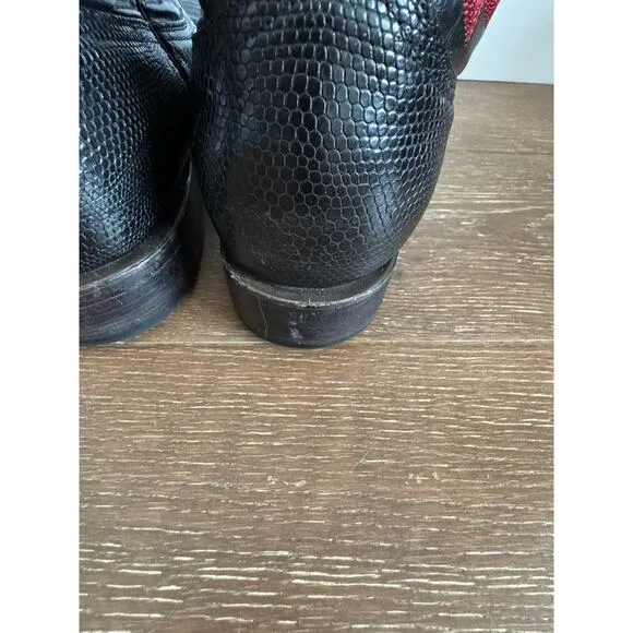 Ferrini Men's Teju Lizard skin black and red Cowboy Boots size 12 D