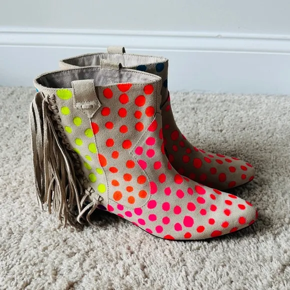 Festival Ready Fringe Back Ankle Boots by Zara | Genuine Suede, OOAK UPCYCLED