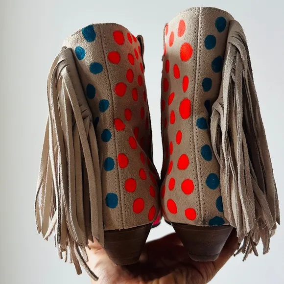 Festival Ready Fringe Back Ankle Boots by Zara | Genuine Suede, OOAK UPCYCLED