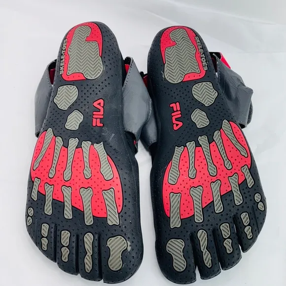 FILA SkeleToes Mens Sz 13 Shoes EZ-Slide Black Minimalist Barefoot Running Water