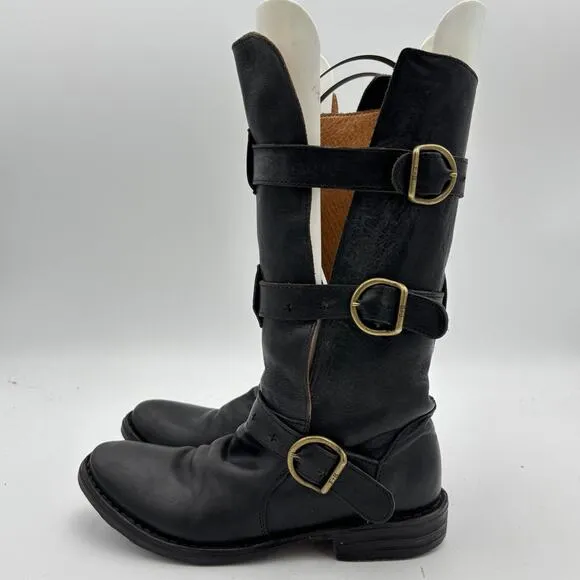 Fiorentini   Baker Eternity 7040 Black Leather Buckle Boots Women's 36 Boho