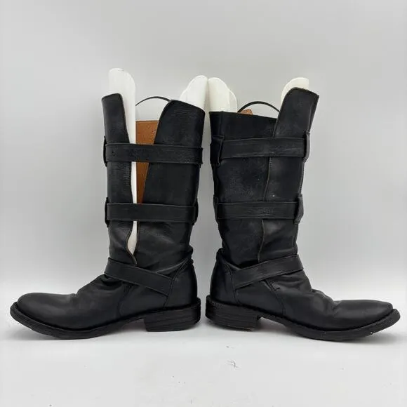 Fiorentini   Baker Eternity 7040 Black Leather Buckle Boots Women's 36 Boho