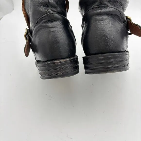 Fiorentini   Baker Eternity 7040 Black Leather Buckle Boots Women's 36 Boho