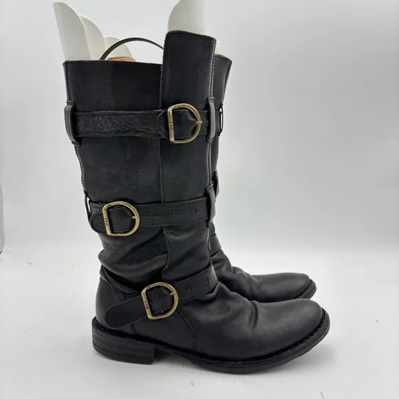Fiorentini   Baker Eternity 7040 Black Leather Buckle Boots Women's 36 Boho