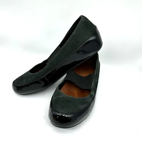 Fitflop Due Mary Jane Shoes Women's Black/Green Leather Ballet Flats Size 38.5