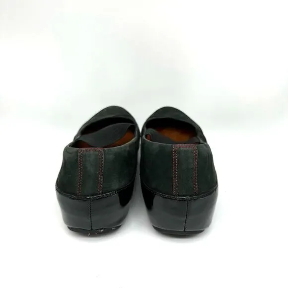 Fitflop Due Mary Jane Shoes Women's Black/Green Leather Ballet Flats Size 38.5