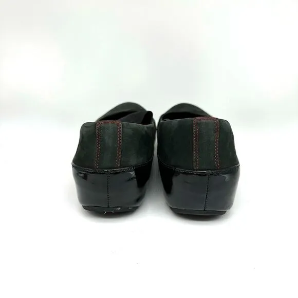 Fitflop Due Mary Jane Shoes Women's Black/Green Leather Ballet Flats Size 38.5