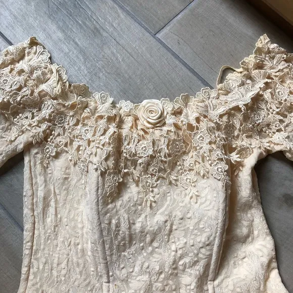 Florencia fume vintage 80s lace gown.