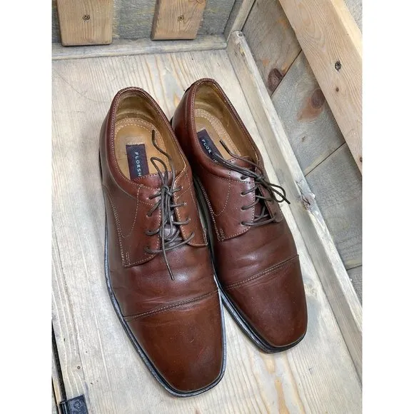 Florsheim Brown Leather Oxford Dress Shoes Lace Up Mens US10
