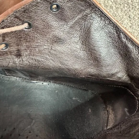 Florsheim Chukka Boots Mens Leather 12 E Brown Lace Up Leather Uppers Soles Lini